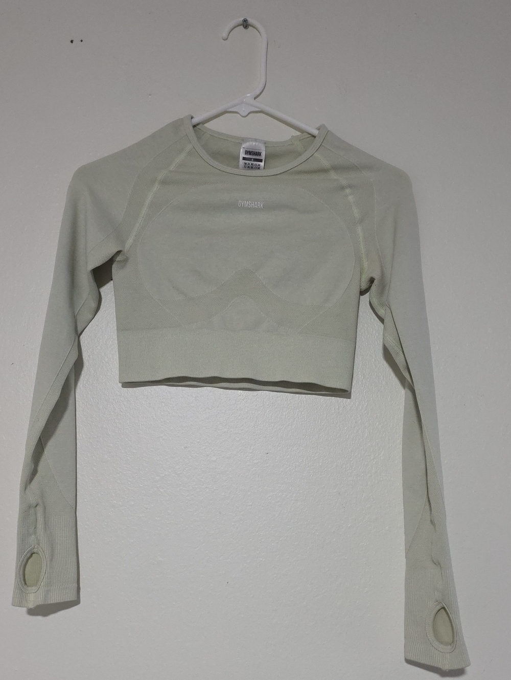 Gymshark Long Sleeve Cropped Top in Sage Green
